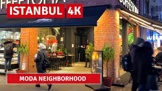 Istanbul 2022 18 Feb Night Kadikoy -Moda Walking Tour|4k UHD 60fps