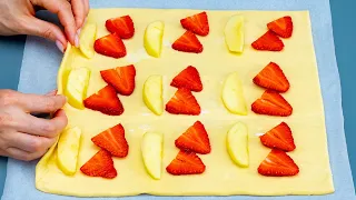 Dessert in 5 minutes! Just puff pastry and 2 apples