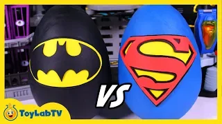 Giant Batman & Superman Surprise Egg Opening with Fun Toys & Play-Doh