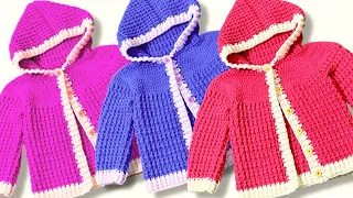 AMAZING CROCHET PATTERN! easy hoodie, cardigan sweater or coat FOR BOYS AND GIRLS LEFT HAND VIDEO