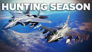 US Air Force F-16 Viper With F-15 Eagle Sneak Attack | DCS World