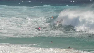 Bodyboarding at Sandy Beach on Oahu, HI