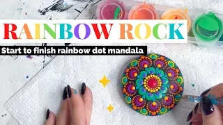 Rainbow Rock Dot Mandala | Simple Design | Beginners