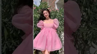 Korean Girl Dress Design 2022 | Korean Pink Short Dress Design Ideas| #shorts #youtubeshorts #dress