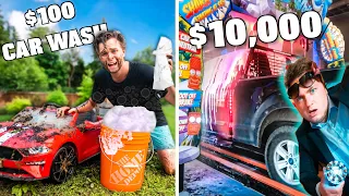 $100 Vs 10,000 Box Fort Car Wash!! BUDGET CHALLENGE!