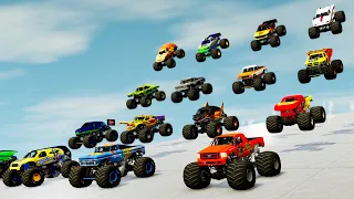 Monster Trucks Downhill/Obstacle Course crashes - Beamng drive