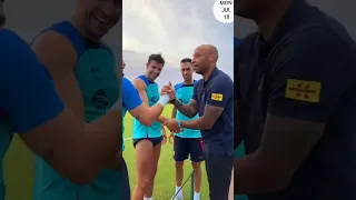 Henry and Aguero meets Barcelona players at Miami.