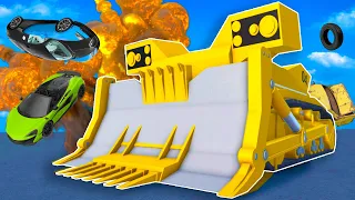 Crashing Expensive Cars with My MEGA BULLDOZER! (Roblox Car Crushers 2 Mega Derby Update)