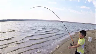 Little Kid Catches TONS of BIG Fish! (Bank fishing)