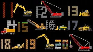 Construction Vehicles Counting 11 to 20 -  Count with Trucks - The Kids' Picture Show