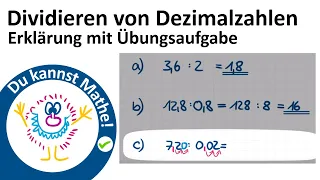 Dividieren von Dezimalzahlen, Erklärung mit Übung, Rechnen mit Dezimalzahlen #4