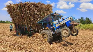 Swaraj Tractor 744 FE stuck with heavy sugarcane load | Tractor Videos |new tractor|mahindra tractor