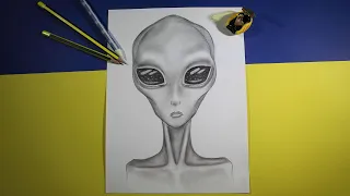 How to Draw an Alien Face - Pencil Drawing Tutorial