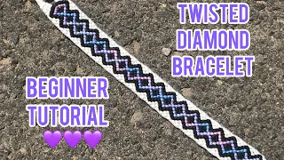 Twisted Diamond Friendship Bracelet Beginner Tutorial | CreationsByClaira