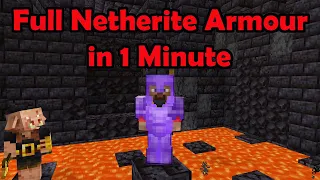 FULL NETHERITE ARMOUR IN 1 MINUTE 🏆| Minecraft speedrun