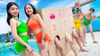 ATM BIRTHDAY CAKE PRANK BATTLE NERF Dr. XQGirl Nerf Guns BEST POPULAR TRENDING TIKTOK PRANK VTL Nerf