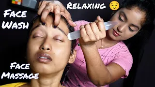 Female To Female Face Wash and Face Massage | Neck Crack | Ear Massage | Pimple Remove |  ASMR