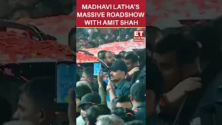 Madhavi Latha's Massive Roadshow With Amit Shah In Hyderabad | #etnow #madhavilatha #amitshah