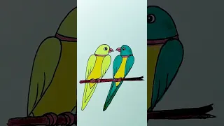 How to draw two parrot in love with number 2222#Birds#Shorts