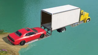 Box Upfit Truck Rescue Cars vs Deep Water - BeamNG.Drive # 1