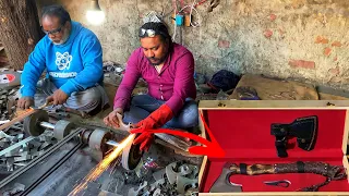 Amazing Technique of Forging Damascus Steel Viking Axes || Forging Process of Battle Viking Axe