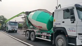 Xe bồn khổng lồ và máy bơm Bê tông cực to làm việc | Giant tank truck and huge concrete pump working
