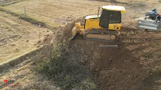 Incredible Caterpillar Dozer Showing New Project With Dump Truck Working Fill The Land Rice Field
