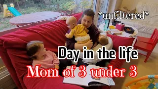 UNFILTERED DAY IN THE LIFE WITH TWIN BABIES + A TODDLER | LIFE OF A STAY AT HOME MOM OF 3 UNDER 3