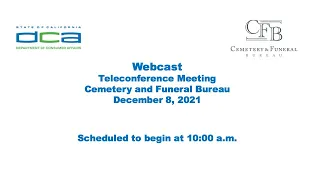 Cemetery and Funeral Bureau Meeting --  December 8, 2021