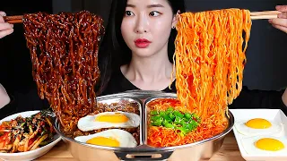 짜파게티 틈새라면 짜틈반반라면 리얼사운드먹방/BLACK BEAN NOODLES & THE SPICIEST NOODLES SOUP IN KOREA Mukbang Eating Show