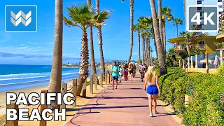 [4K] Pacific Beach (PB) in San Diego, California USA - Walking Tour Vlog & Vacation Travel Guide 🎧