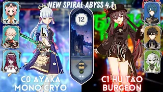 C0 Ayaka Mono Cryo & C1 Hu Tao Burgeon | Spiral Abyss 4.1 Floor 12 - 9⭐