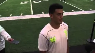 Marcus Mariota, former Oregon Ducks quarterback, on his pro day workout