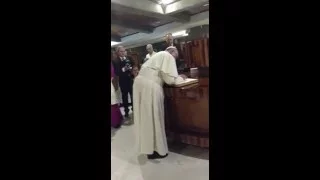 Papa Francisco, en la sacristía de la Basílica de Guadalupe