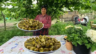 Lezgin cuisine - Dolma from Grape Leaves.