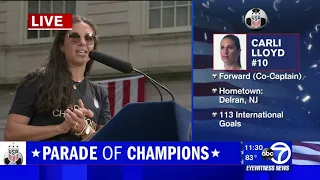 Carli Lloyd shares Jersey pride during speech at World Cup ceremony