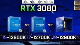 RTX 3080 + i5 12600K vs i7 12700k vs i9 12900k // Benchmark // 1080p - 1440p