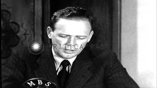 Charles A. Lindbergh speaks against United States participation in European Wars. HD Stock Footage