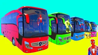 SPIDERMAN and BUSES Superheroes Parkour Challenge with Ironman and Hulk - GTA 5