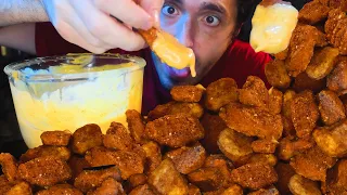 CHEESE SAUCE 48 SPICY CHICKEN NUGGET CHALLENGE * ASMR NO TALKING * | Nomnomsammieboy