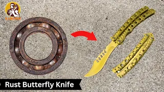 Rust to Razor Transforming a Rusty Bearing into a Stunning Butterfly Knife