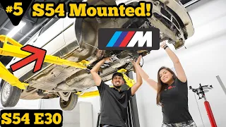 S54 and 6 Speed MOUNTED INTO E30! *Temporarily* BMW E30 S54 Swap Part 5!