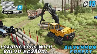 Clearing the area, VOLVO EC380DL with grapple loads logs | Silverrun Forest | FS 22 | Timelapse #15