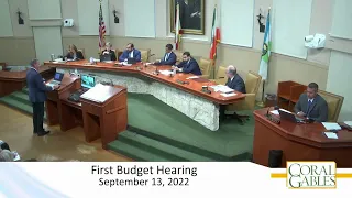 City Commission Meeting: First Budget Hearing- September 13, 2022