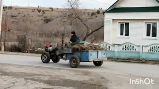 самодельный мотоблок на базе кпп урал (5) первый выезд с телегой