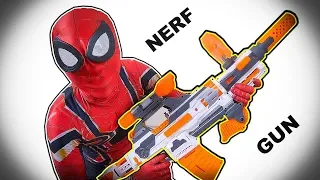 SNIPER SPIDER-MAN TRAINING | NGƯỜI NHỆN biểu diễn bắn súng hạ gục VENOM | NERF GUN