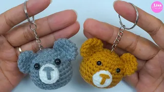 crochet bear keychain! very easy crochet bear for Beginners! crochet keychain!