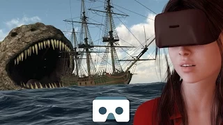 Sea Monsters VR Video: Scary Island Monster & Sea Dragon attack a Ship