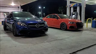 2018 Mercedes C63 S AMG Bolt Ons E30 vs 2018 Audi RS3 Full Bolt Ons E85