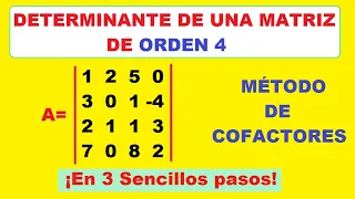 ✅ Determinante de una matriz  de orden 4 || Método de cofactores